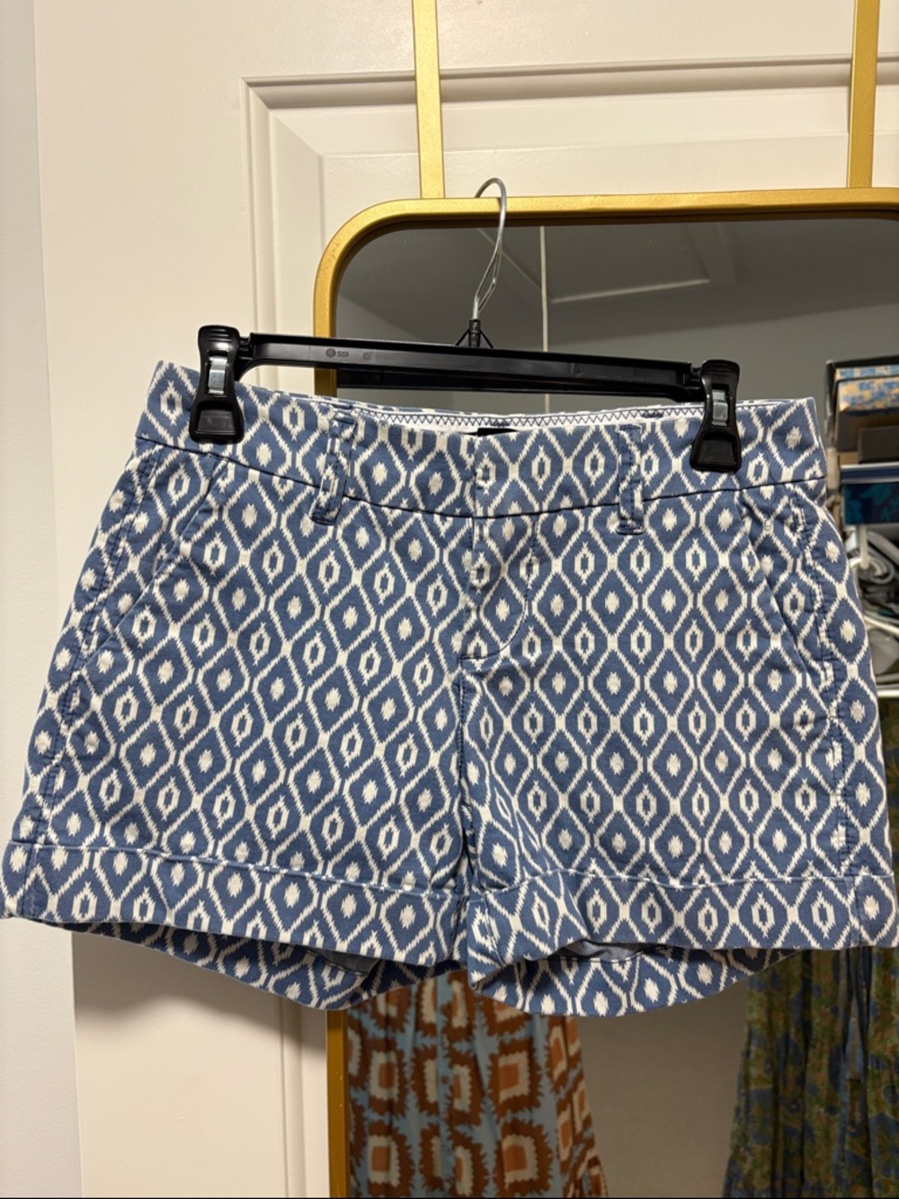 Dear John Blue and White Ikat Print Shorts